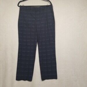 Banana Republic Women's 8 Blue Plaid Avery Cotton Blend Slim Ankle Career Pant